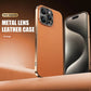 Electroplated Metal Lens Ultra-thin Leather Protect for iPhone