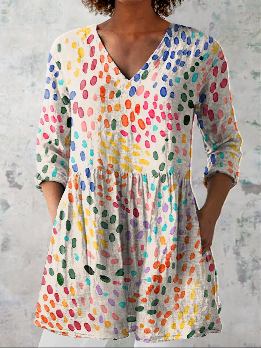 Women's Floral Print Loose Casual 4/3 Sleeve Shirt