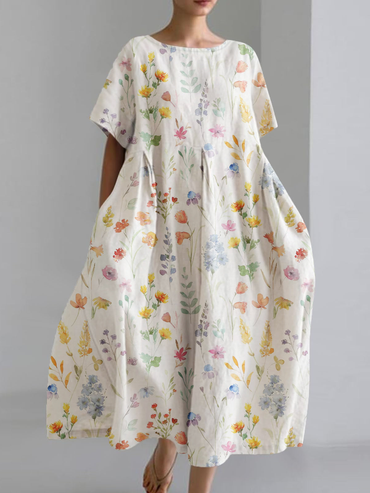 Women's Floral Printed Loose Casual Short Sleeve Dresses