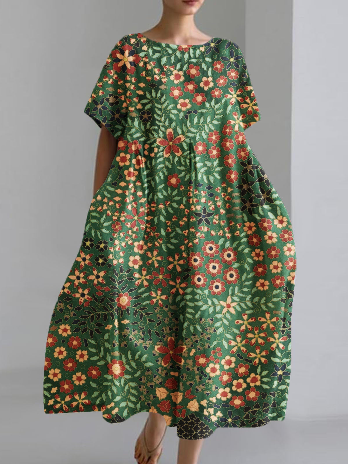 Women's Japanese Art Print Loose Casual Short Sleeve Dresses