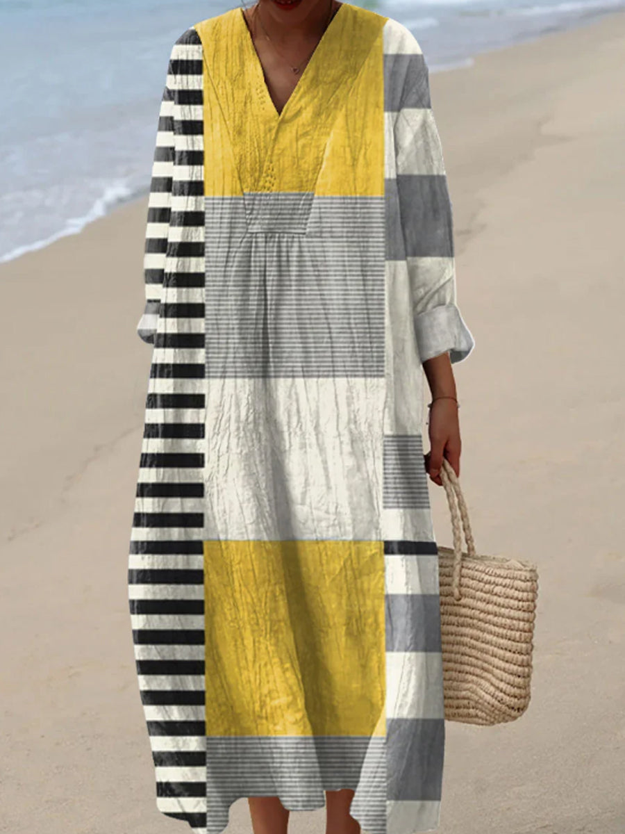 Women's Vintage Abstract Geometry Art Print Dress