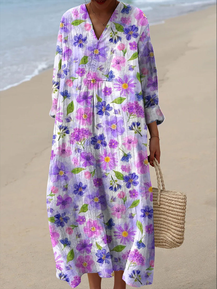 Women's Vintage Floral Art Print Dress