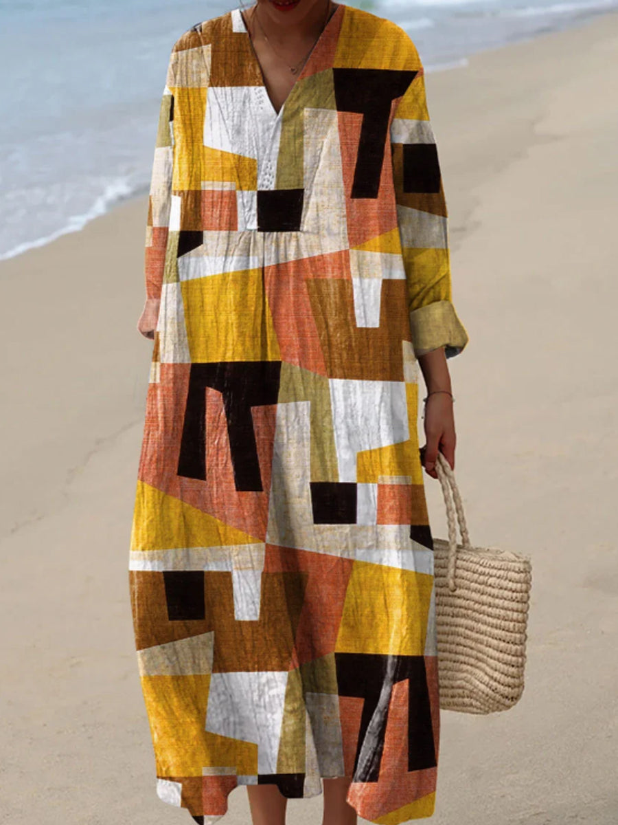 Women's Color Block Art Print Dress