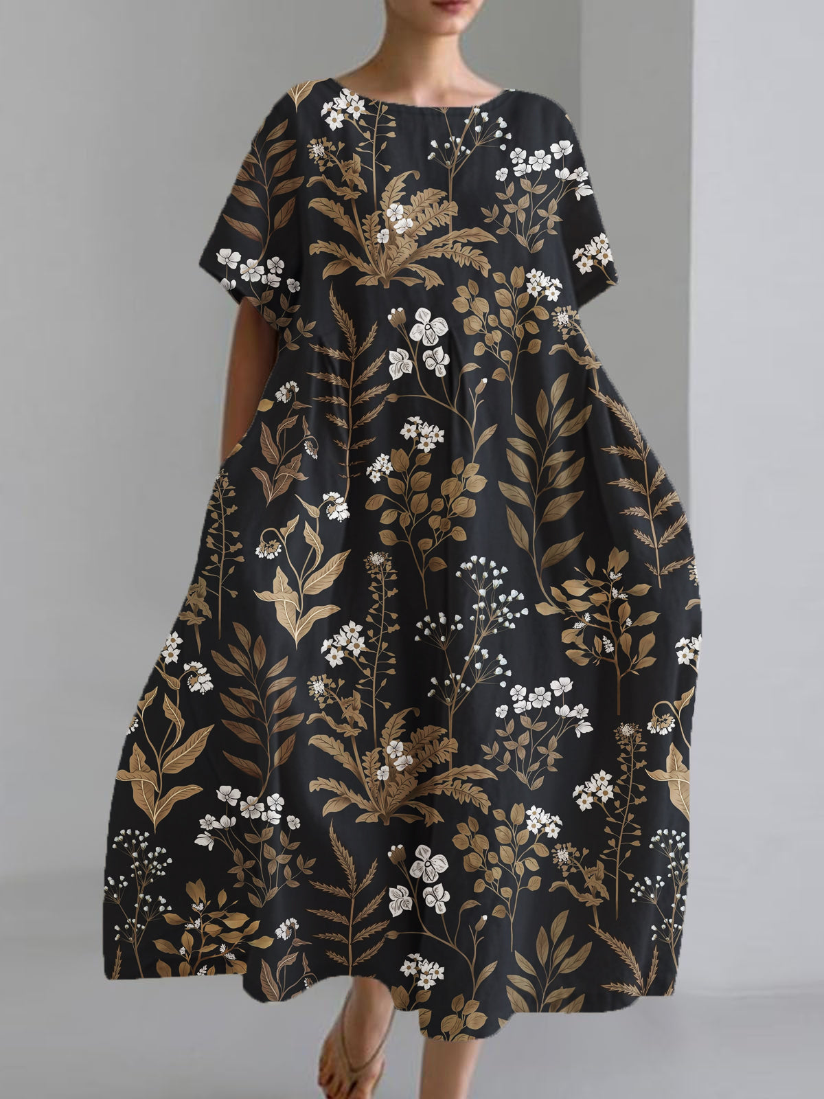 Women's Floral Printed Loose Casual Short Sleeve Dresses