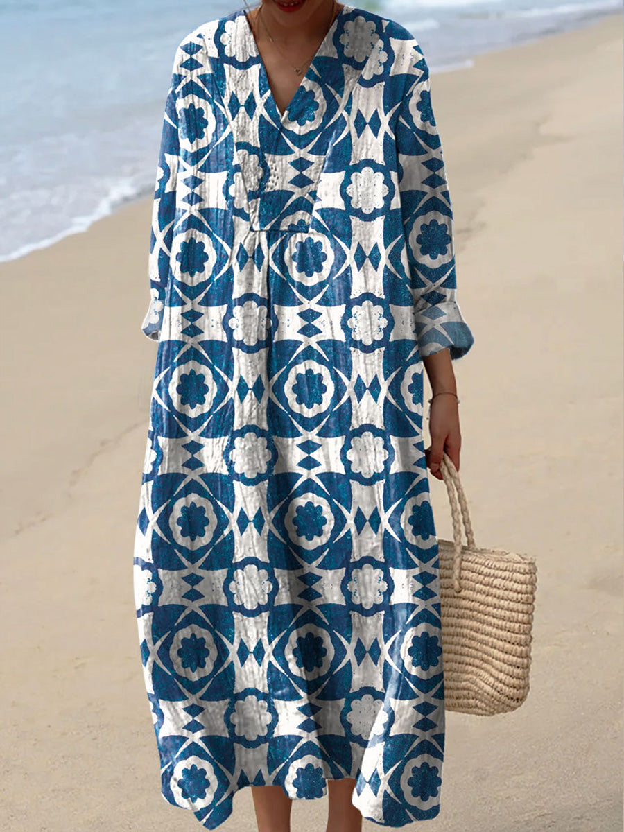 Women's Vintage Abstract Pattern Wallpaper Art Print Dress