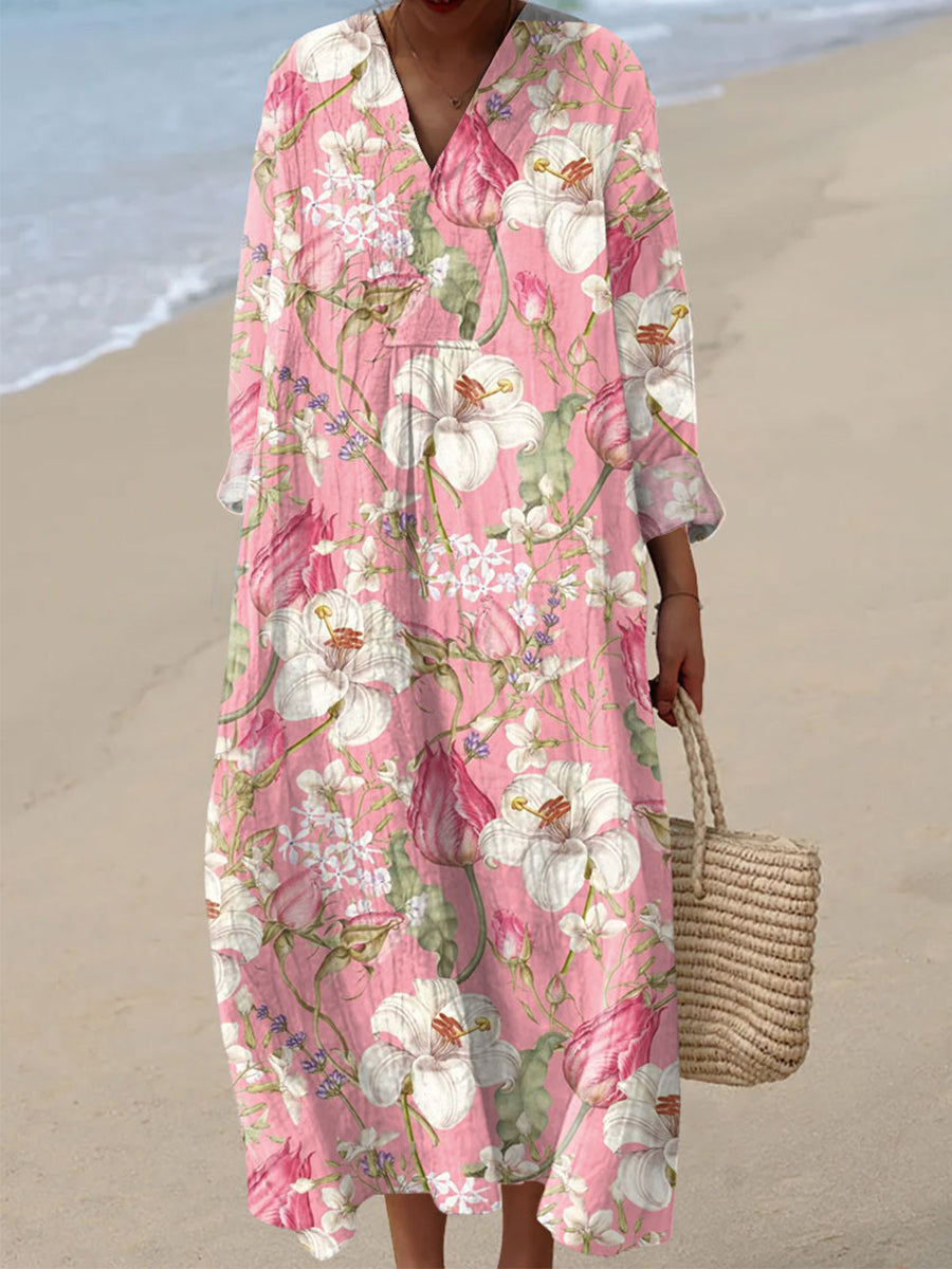 Women's Vintage Floral Art Print Dress