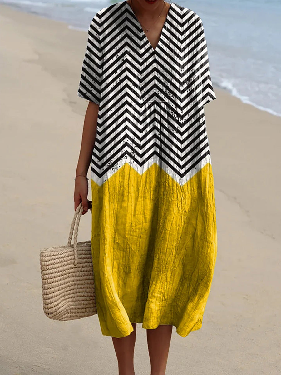 Women's Irregular Geometric Art Print Dress