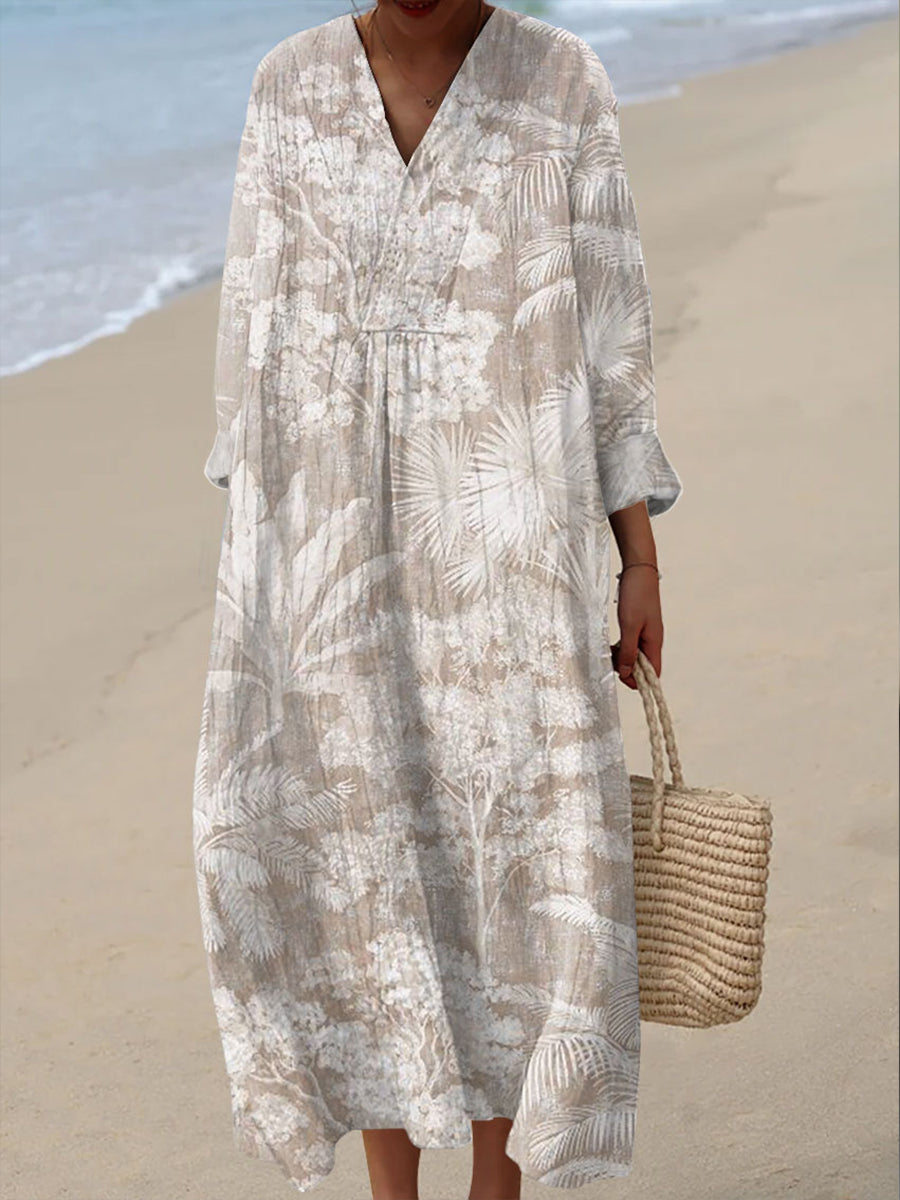 Women's Vintage Floral Art Print Casual Dress