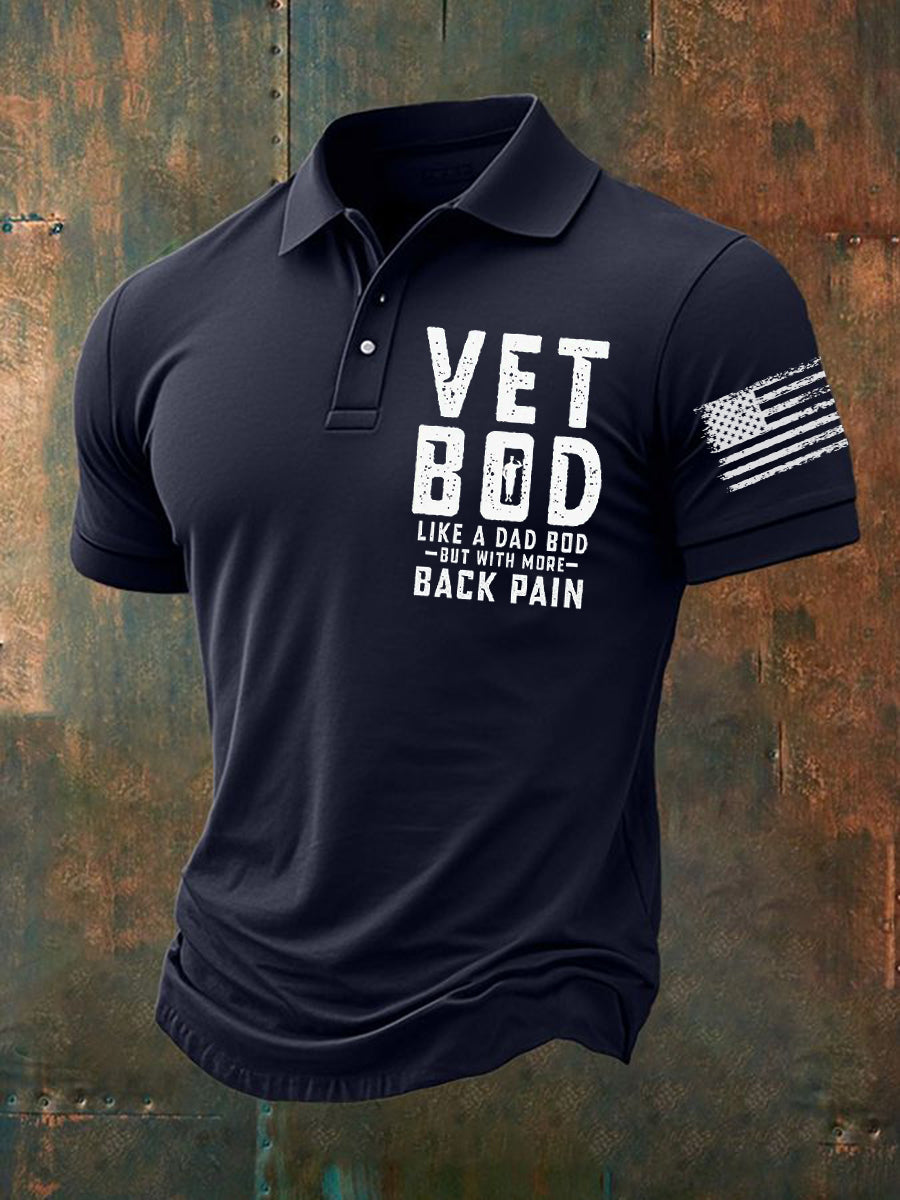 Men's Vet Bod Like A Dad Bod Back Pain Three-button Straight Tweed Polo