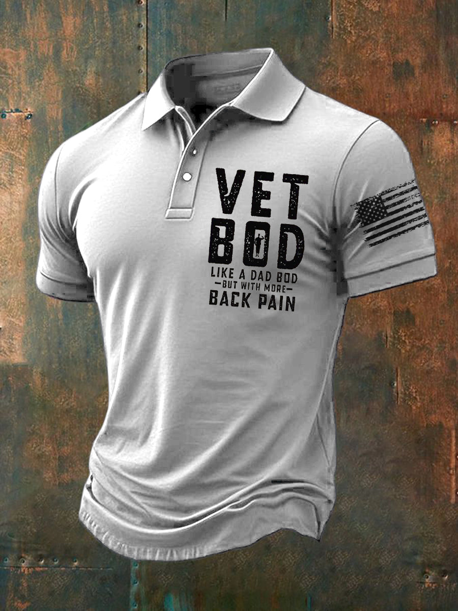 Men's Vet Bod Like A Dad Bod Back Pain Three-button Straight Tweed Polo