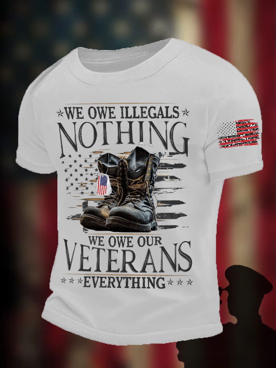 Men's Memorial Day We Owe Our Veterans Everything Honor&Remember Printed T-shirt