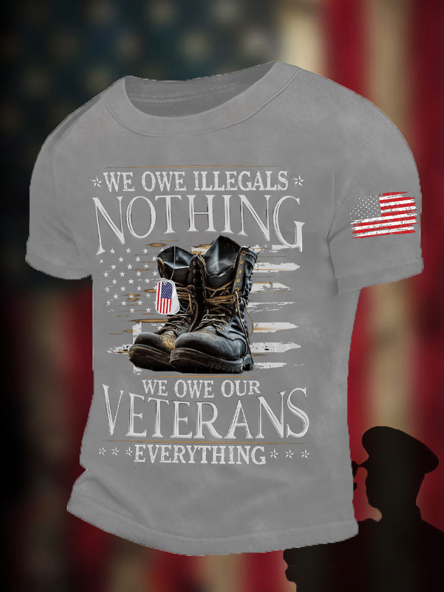 Men's Memorial Day We Owe Our Veterans Everything Honor&Remember Printed T-shirt