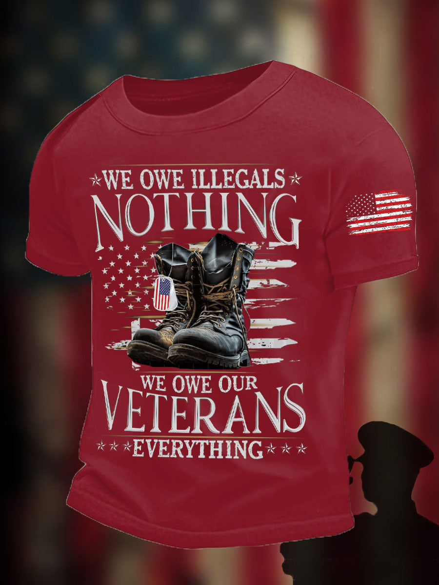 Men's Memorial Day We Owe Our Veterans Everything Honor&Remember Printed T-shirt