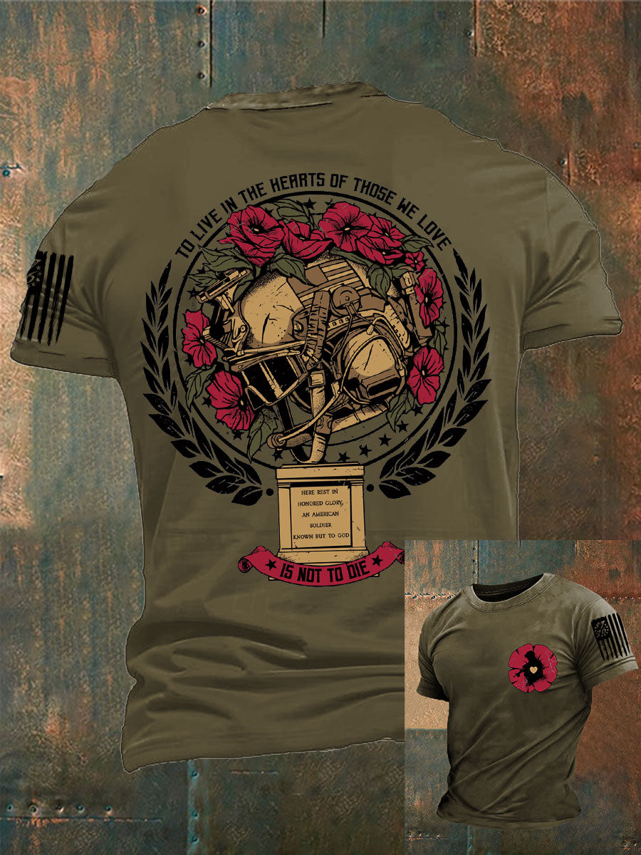 Men's Memorial Day Remeber&Honor Flag Printed T-shirt