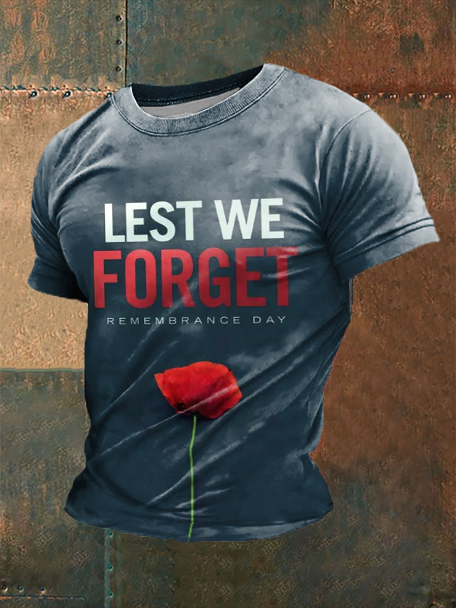 Men's Least We Forget Printed Short Sleeve T-Shirt