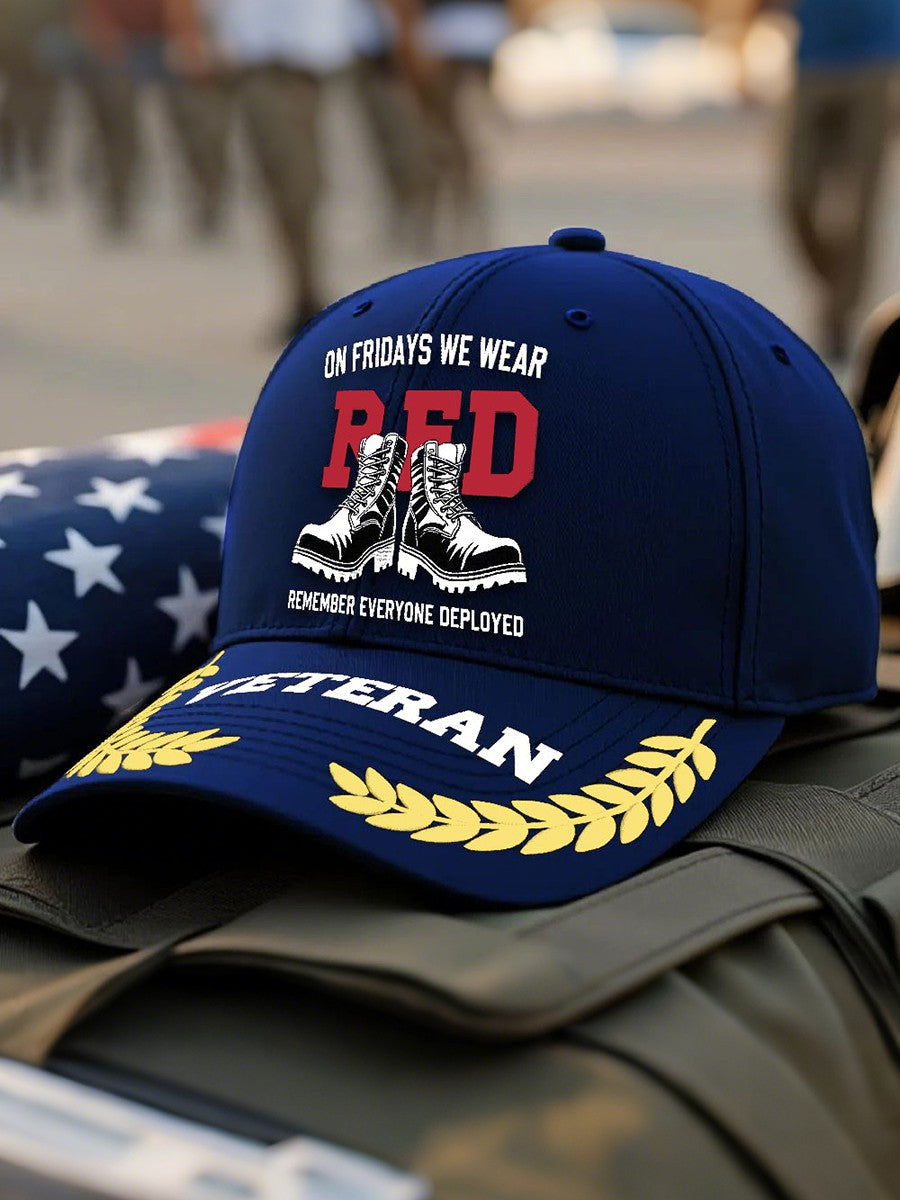 On Fridays We Wear Red Remember Everyone Deployed Cap