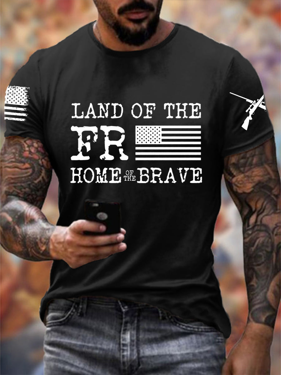Men's Memorial Day Land Of The Free Home Of The Brave Short-sleeved T-shirt