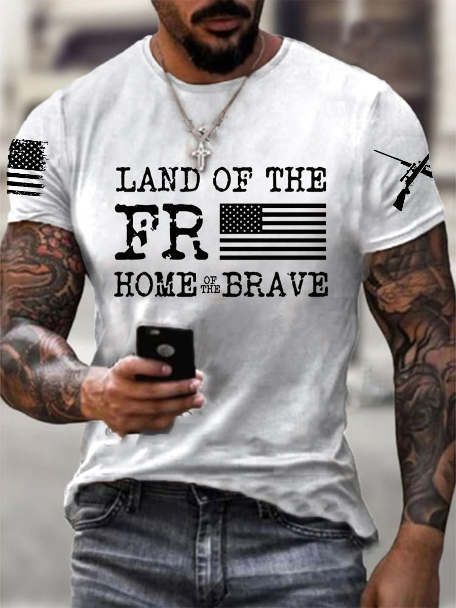 Men's Memorial Day Land Of The Free Home Of The Brave Short-sleeved T-shirt