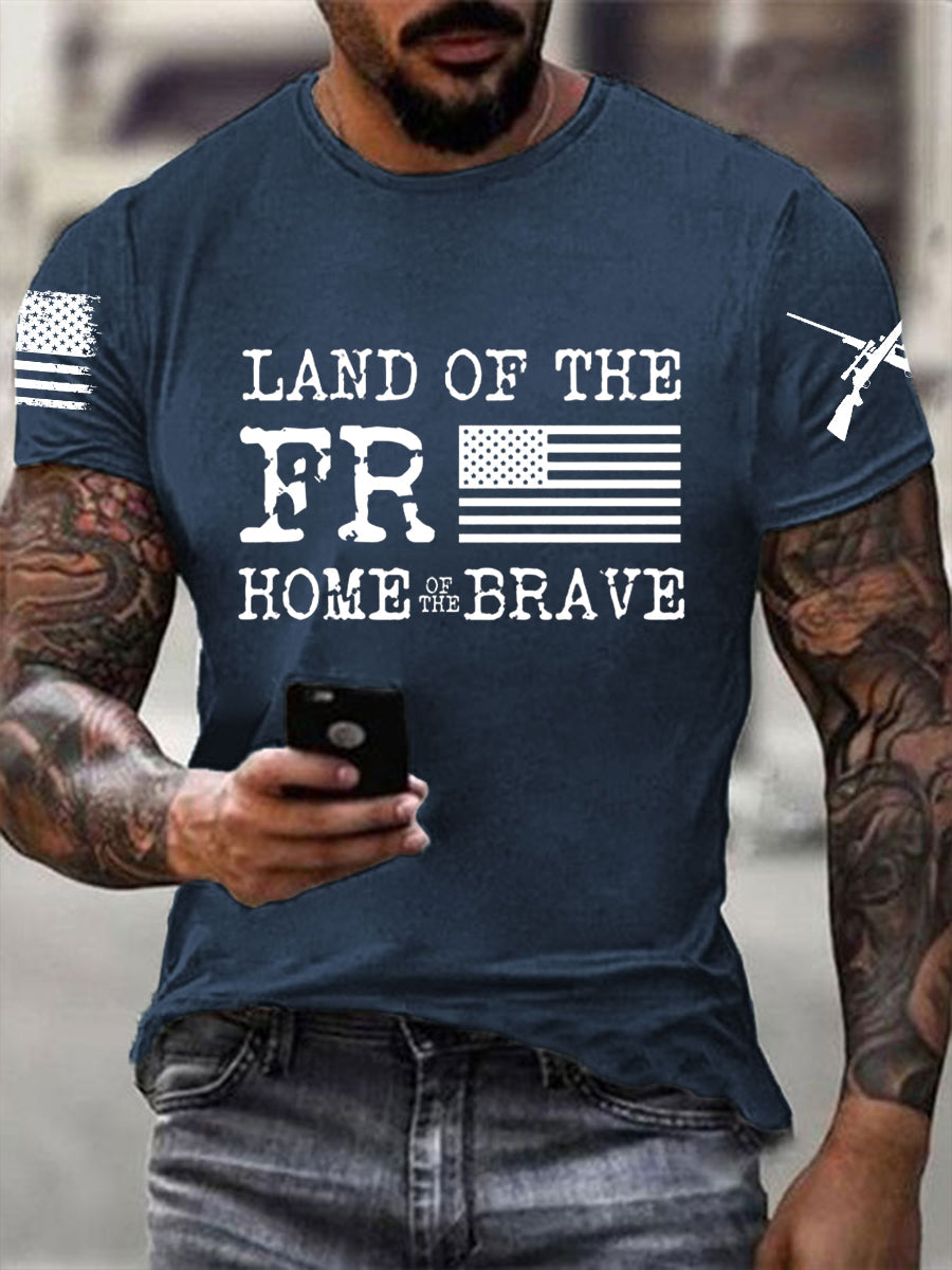 Men's Memorial Day Land Of The Free Home Of The Brave Short-sleeved T-shirt
