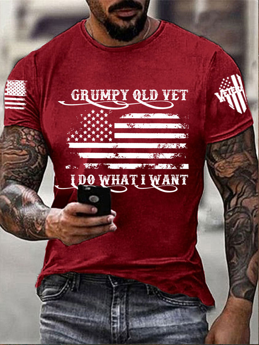 Men's Grumpy Old Vet I Do What I Want Short-sleeved T-shirt