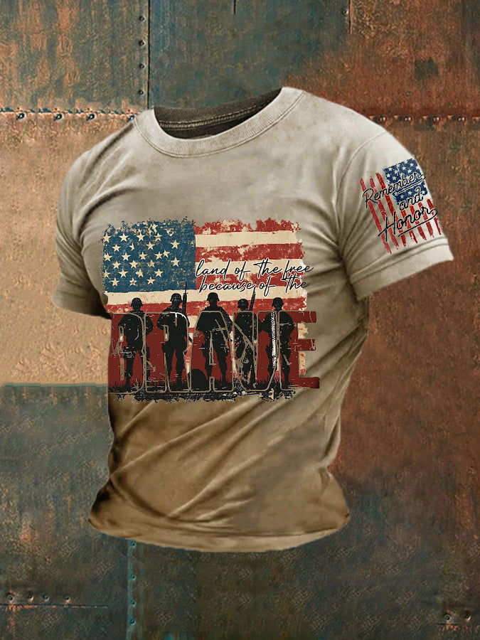 Men's Memorial Day Remember Honor Never Forget Printed Short-sleeved T-shirt