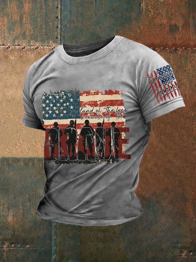 Men's Memorial Day Remember Honor Never Forget Printed Short-sleeved T-shirt
