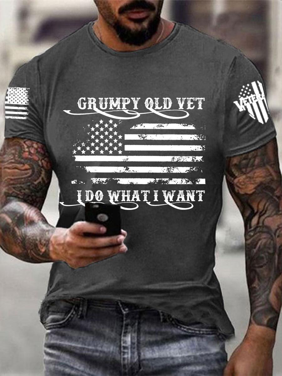 Men's Grumpy Old Vet I Do What I Want Short-sleeved T-shirt