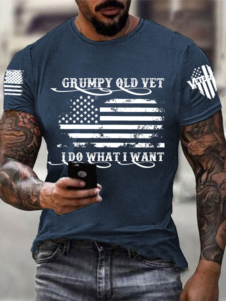Men's Grumpy Old Vet I Do What I Want Short-sleeved T-shirt