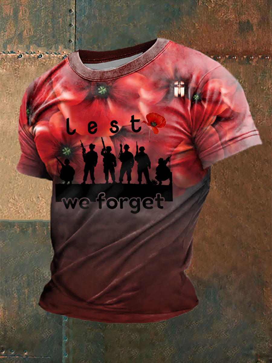 Men's Least We Forget Printed Short Sleeve T-Shirt