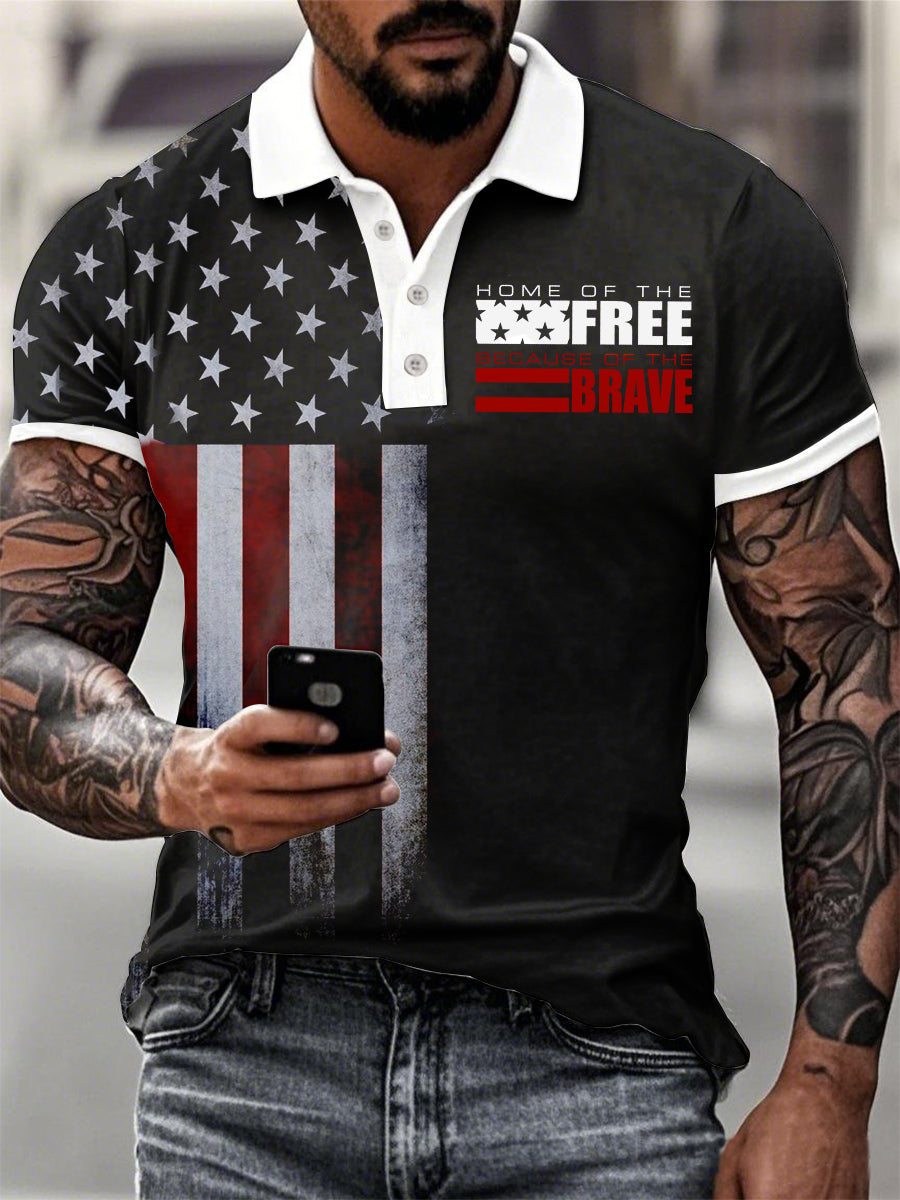 Men's Home Of the Free Because Of The Brave Memorial Day Short Sleeve Polo Shirt