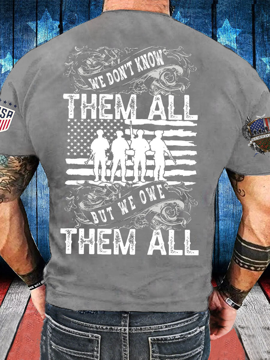 Men's Memorial Day Veteran We Owe Them All Printed T-shirt