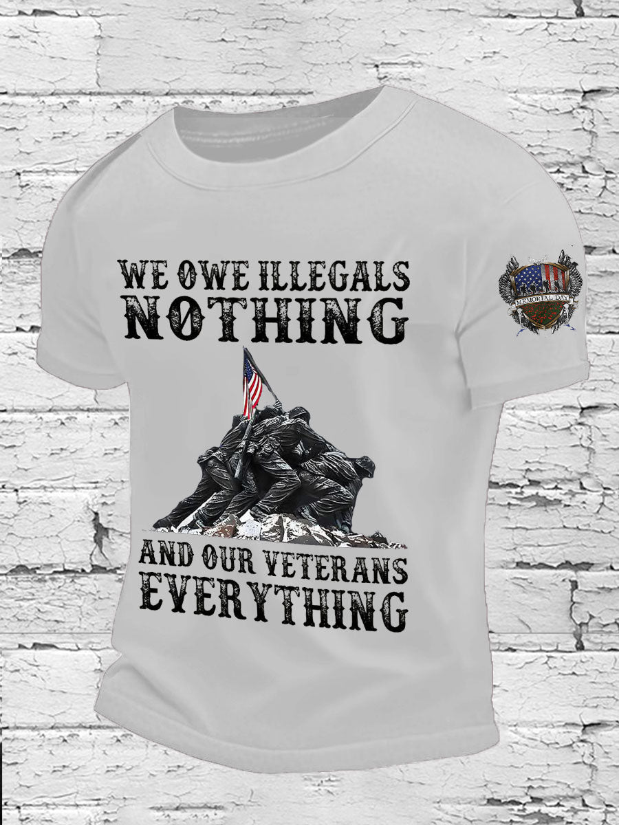 Men's Memorial Day Veteran We Owe Them All Printed T-shirt