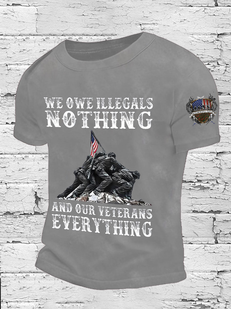 Men's Memorial Day Veteran We Owe Them All Printed T-shirt