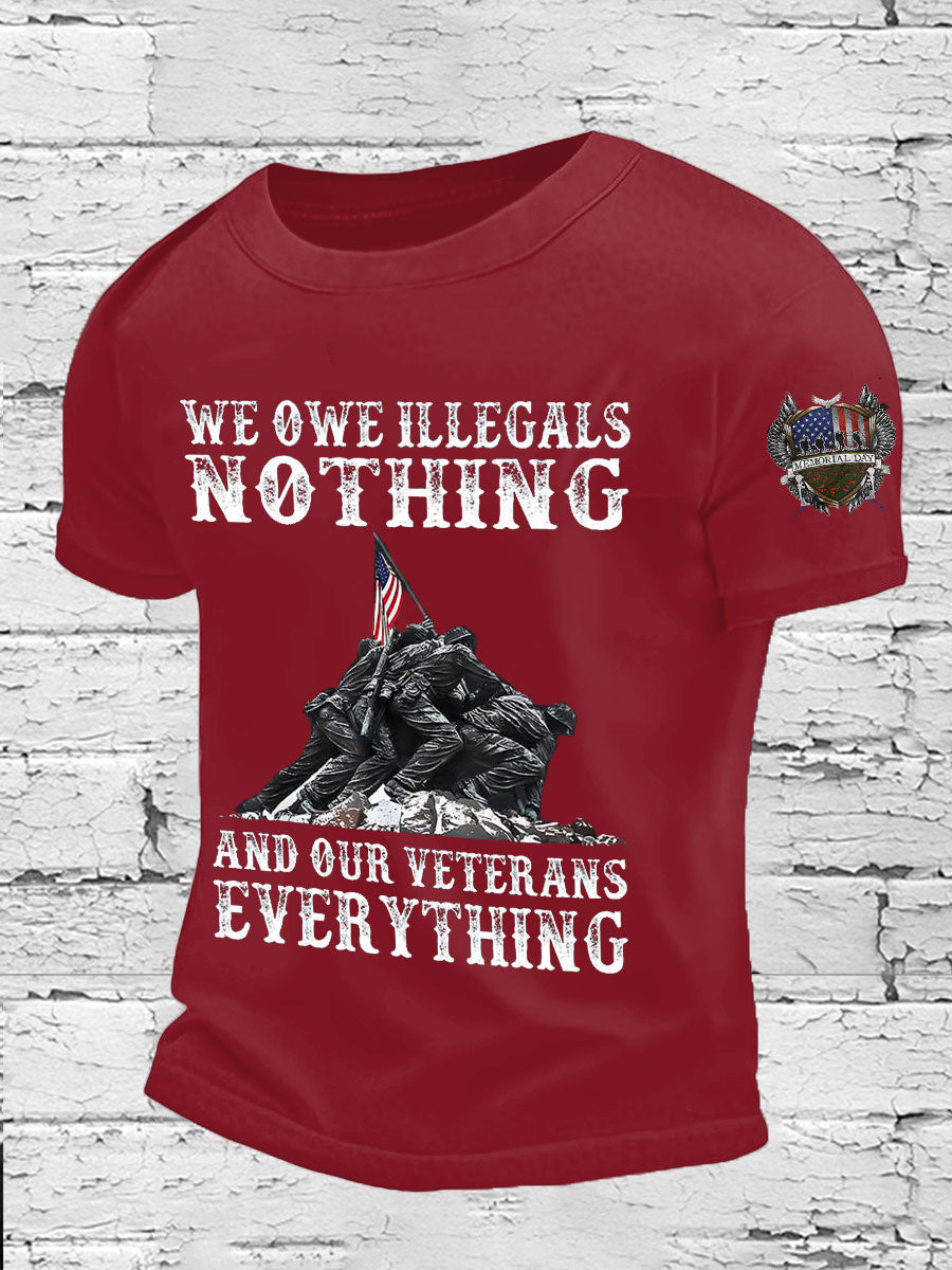 Men's Memorial Day Veteran We Owe Them All Printed T-shirt