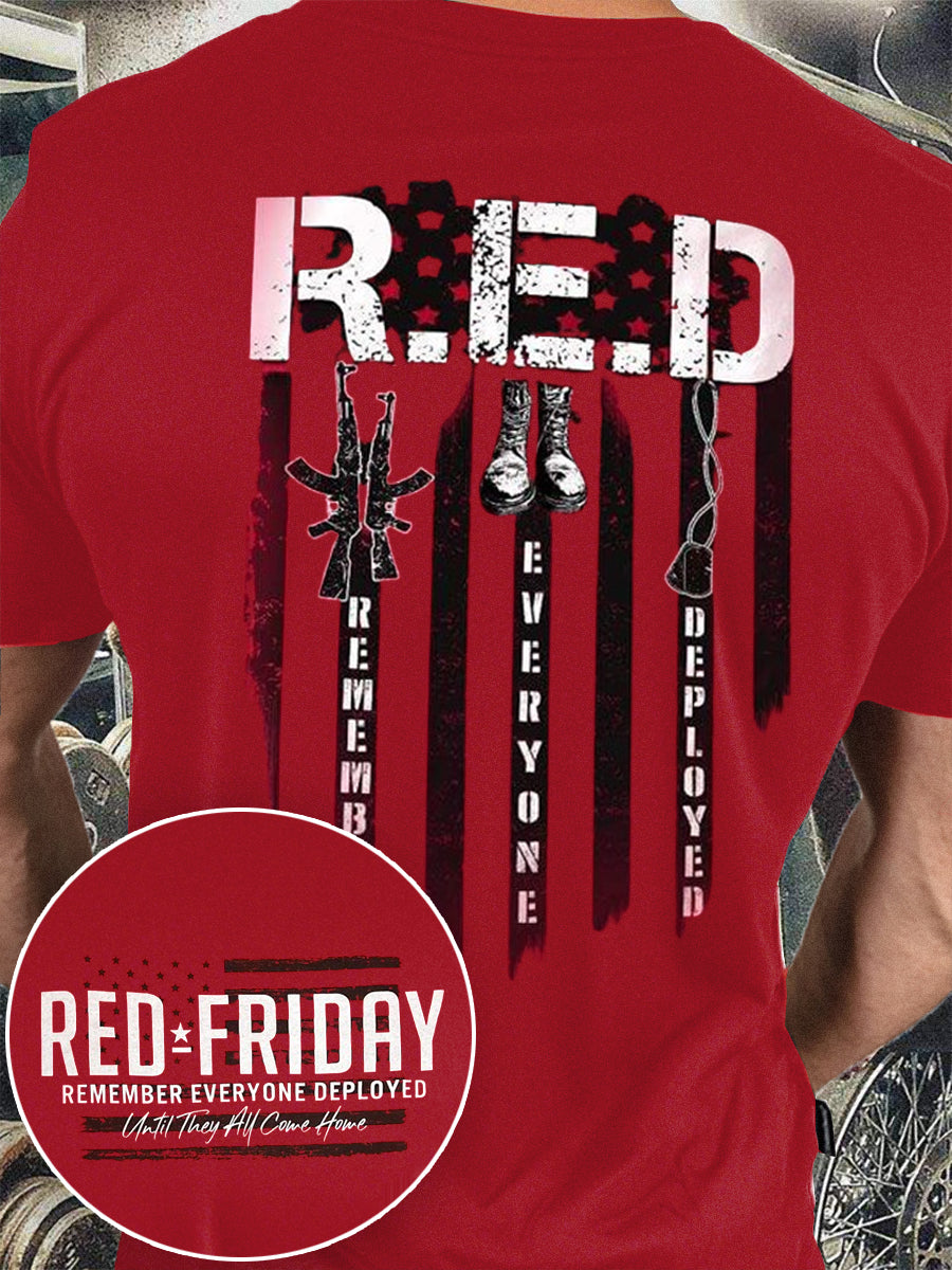 Men's RED Friday Remember Everyone Deployed short sleeves t-shirt