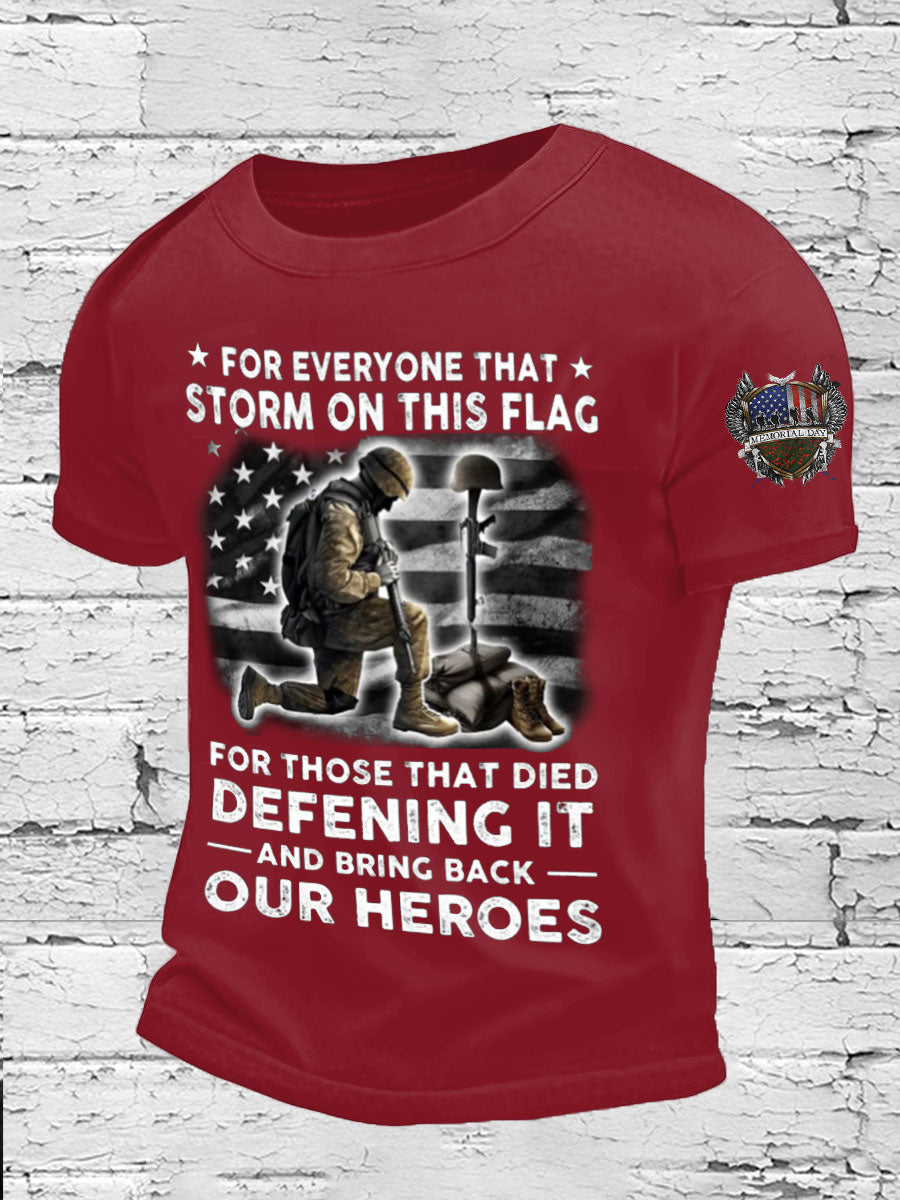 Men's Memorial Day Veteran Bring Back Our Heros Printed T-shirt