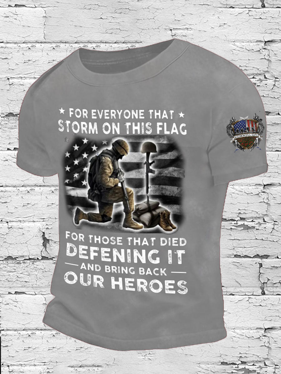 Men's Memorial Day Veteran Bring Back Our Heros Printed T-shirt