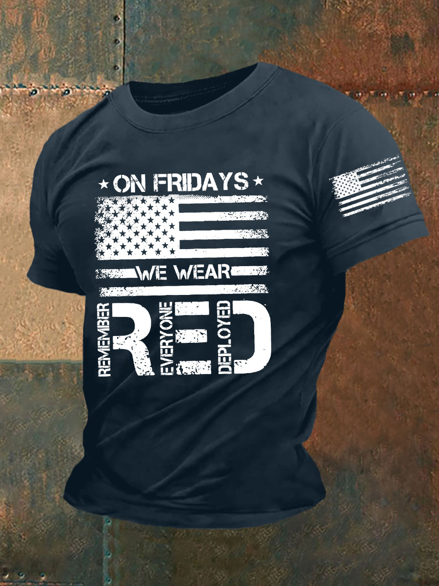 Men's On Friday We Wear Red Remember Everyone Deployed Short-sleeved T-shirt