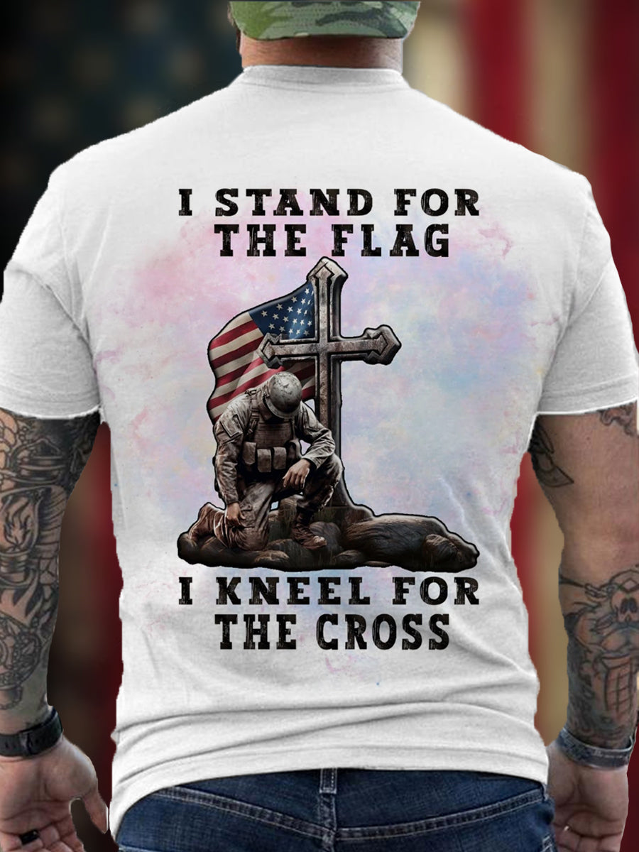 Men's I Stand For The Flag I Kneel For The Cross Tee