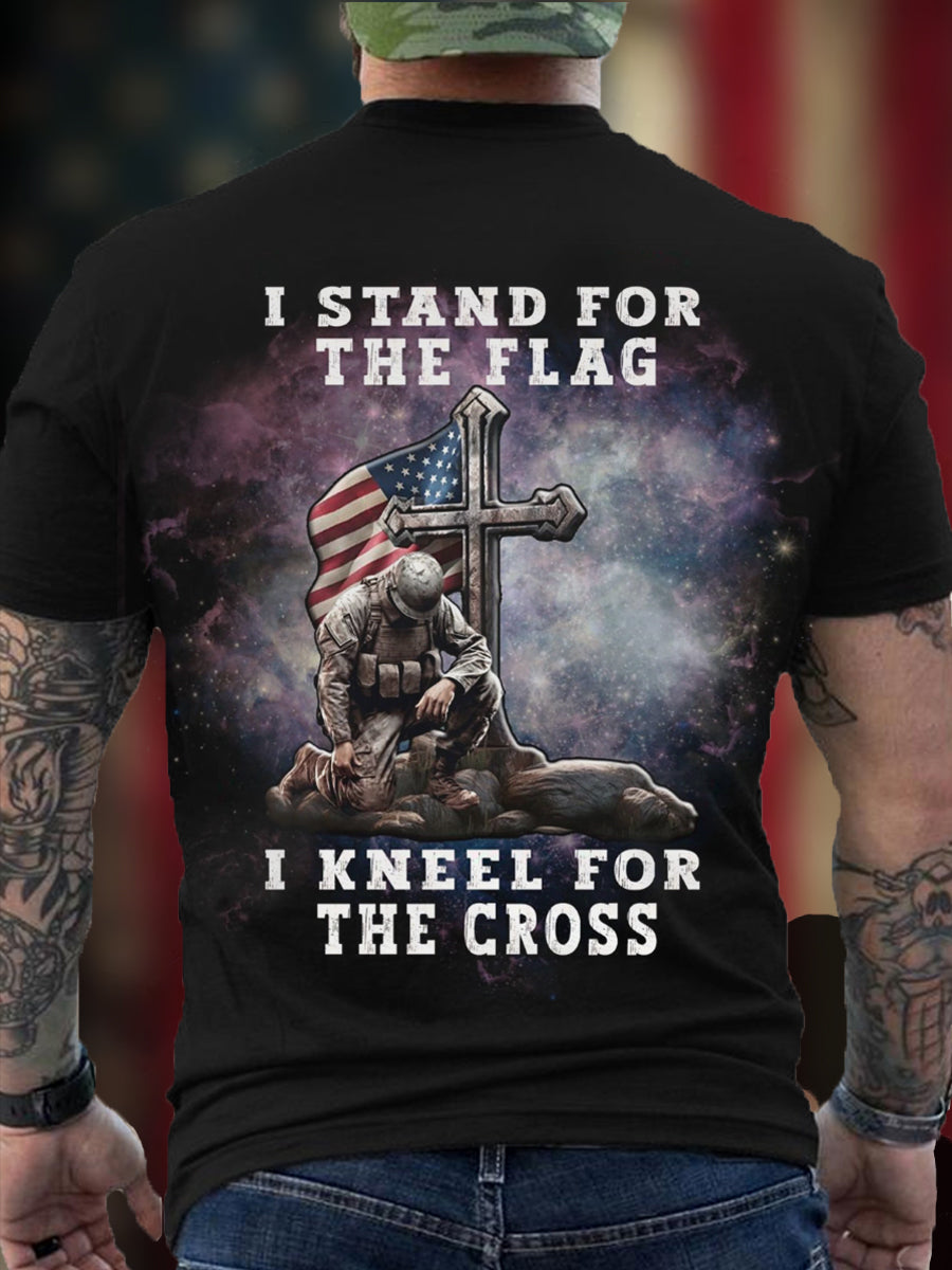 Men's I Stand For The Flag I Kneel For The Cross Tee