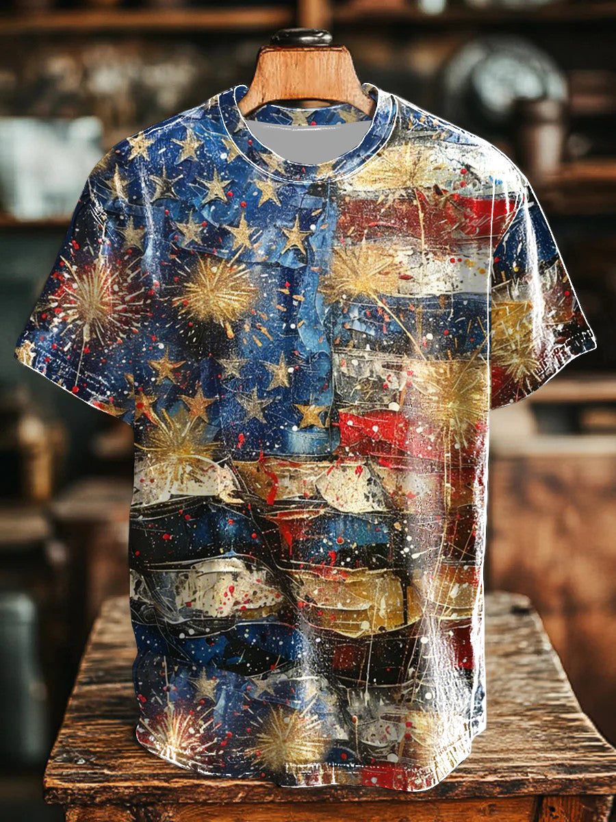 Unisex USA Flag Art Short Sleeve T-Shirt