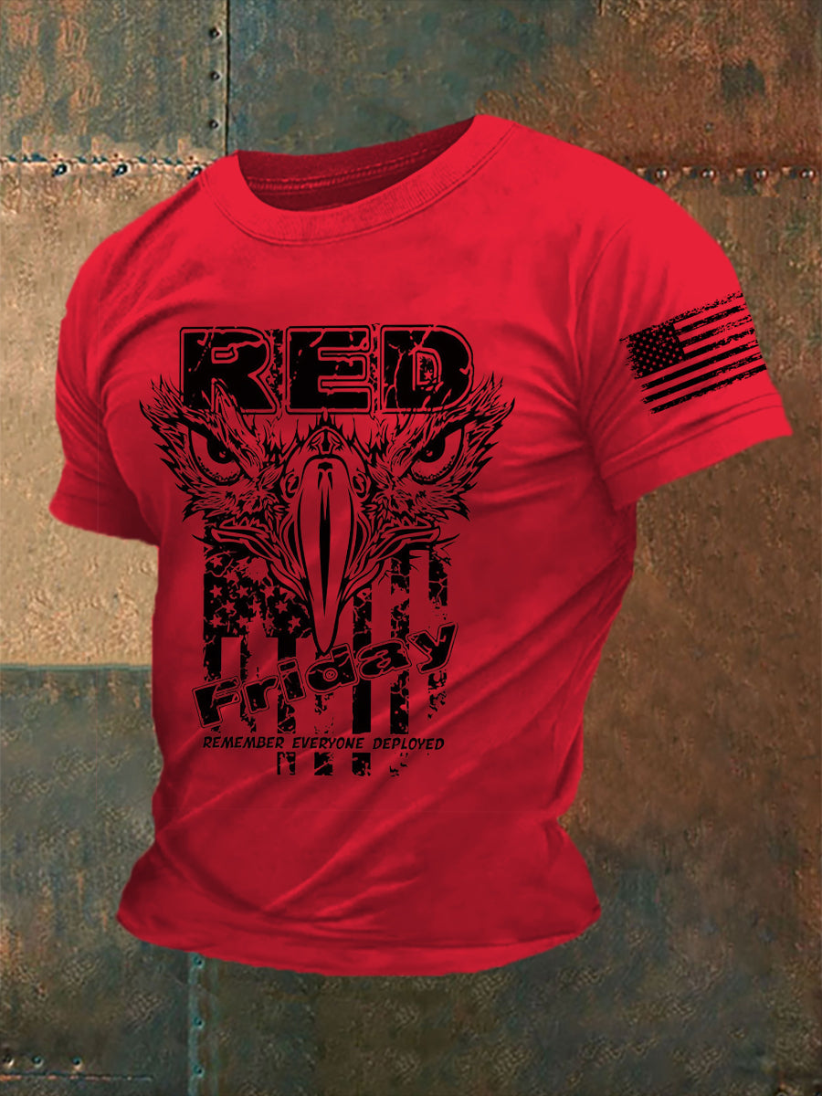 Men's RED Eagle Friday Remember Everyone Deployed T-shirt