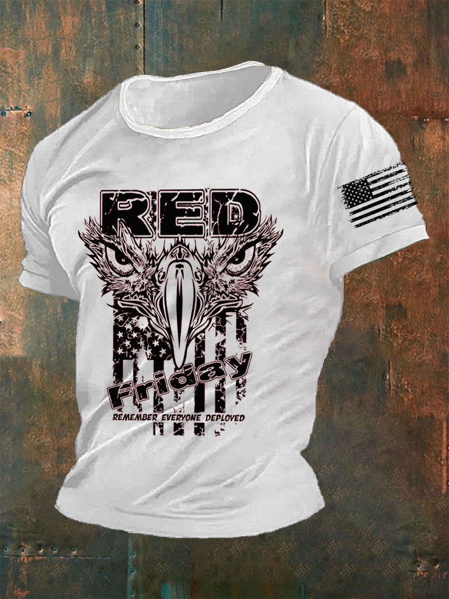 Men's RED Eagle Friday Remember Everyone Deployed T-shirt