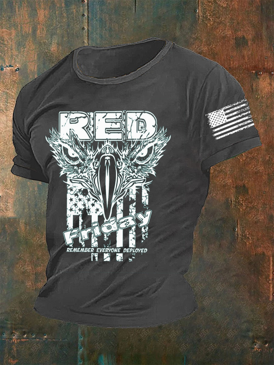 Men's RED Eagle Friday Remember Everyone Deployed T-shirt
