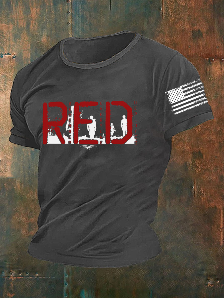 Men's Red Remember Everyone Deployed T-shirt