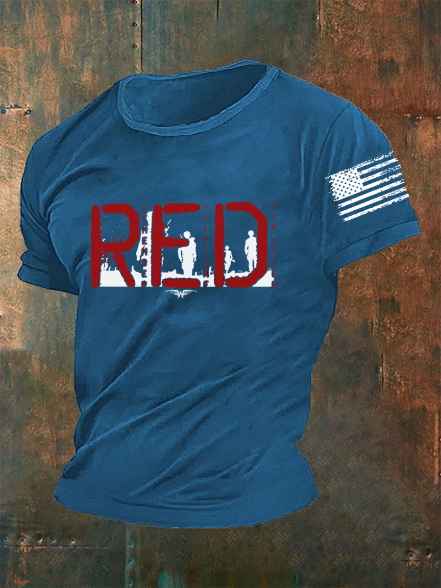 Men's Red Remember Everyone Deployed T-shirt