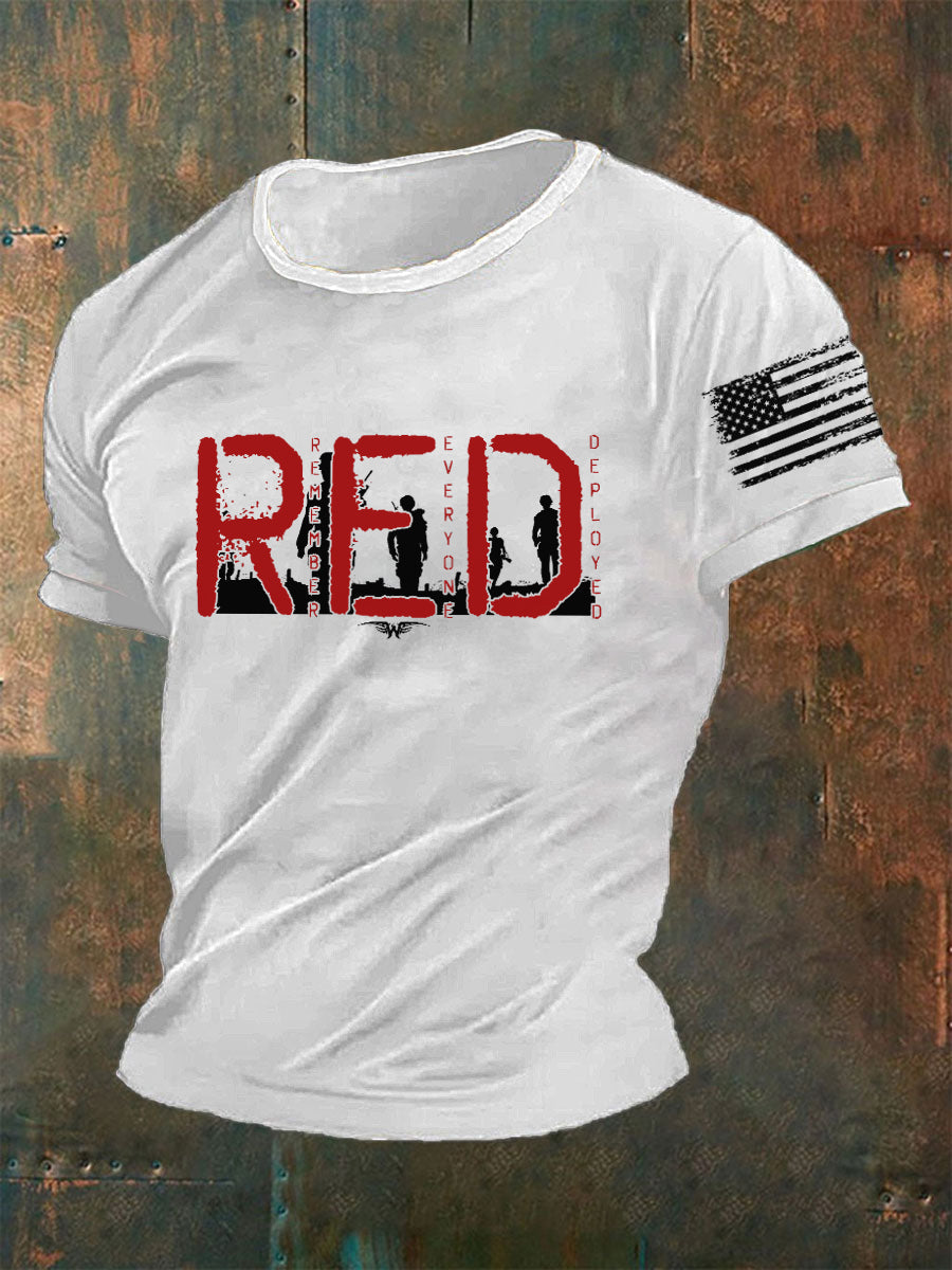 Men's Red Remember Everyone Deployed T-shirt