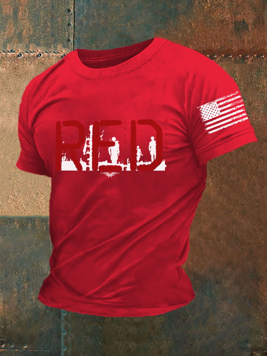 Men's Red Remember Everyone Deployed T-shirt