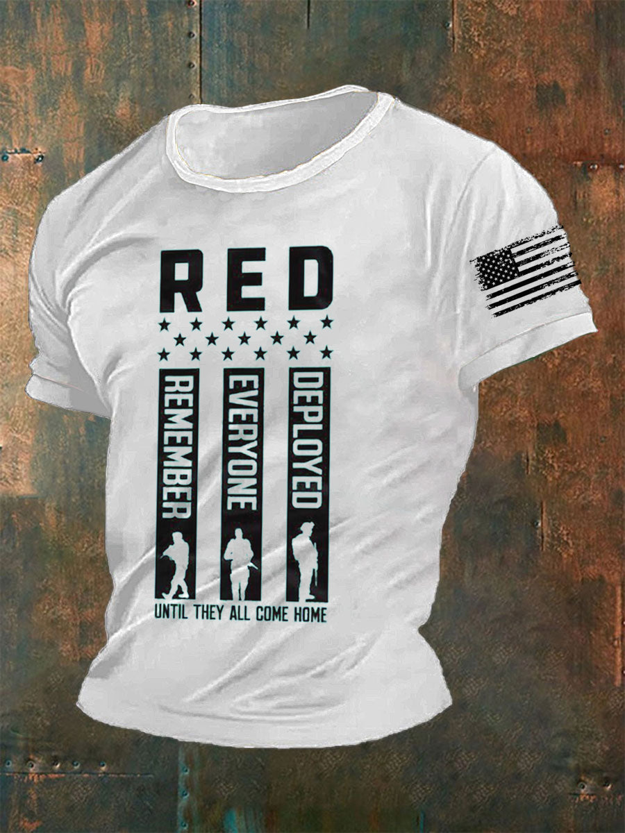 Men's Red Remember Everyone Deployed T-shirt