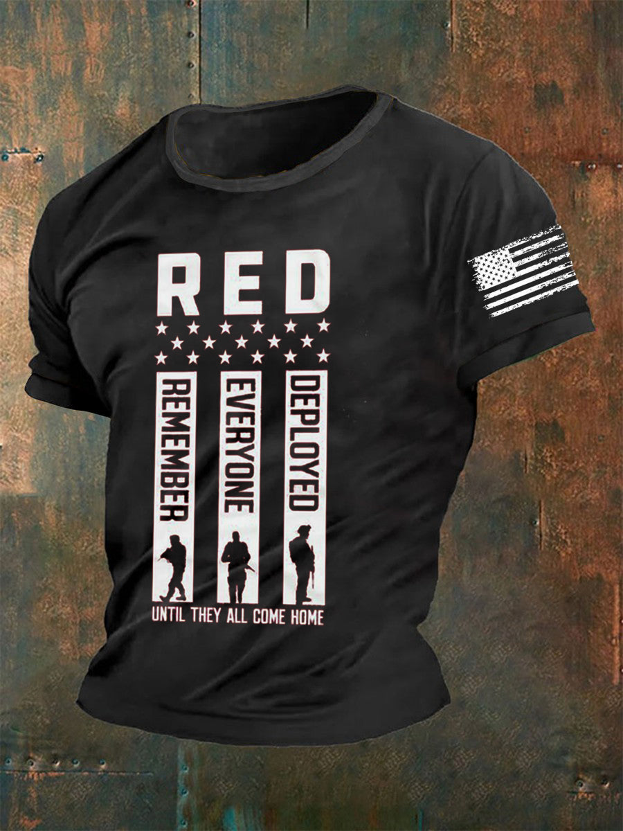 Men's Red Remember Everyone Deployed T-shirt